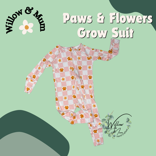 Organic Growsuit  | Baby | Paws & Flowers