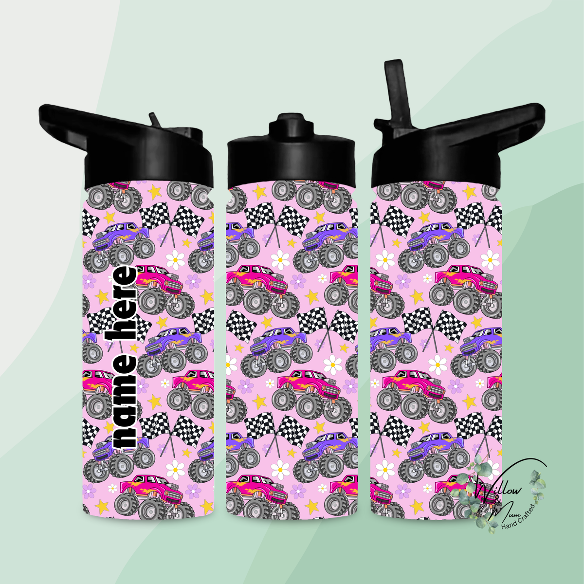 PRE ORDER School Bag | Pink Monster Trucks