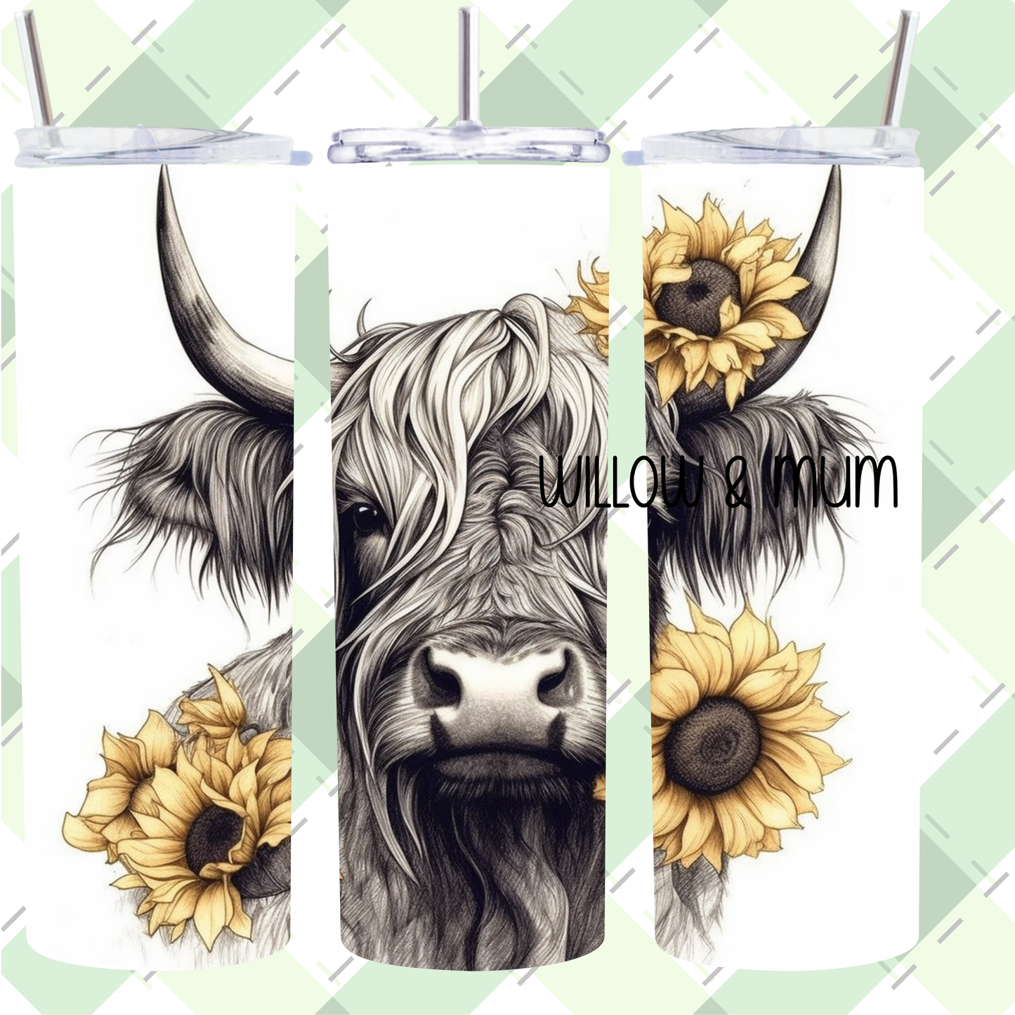 20oz straight Tumbler |3| Sunflower Cow