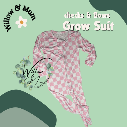 Organic Growsuit  | Baby | Checks & Bows