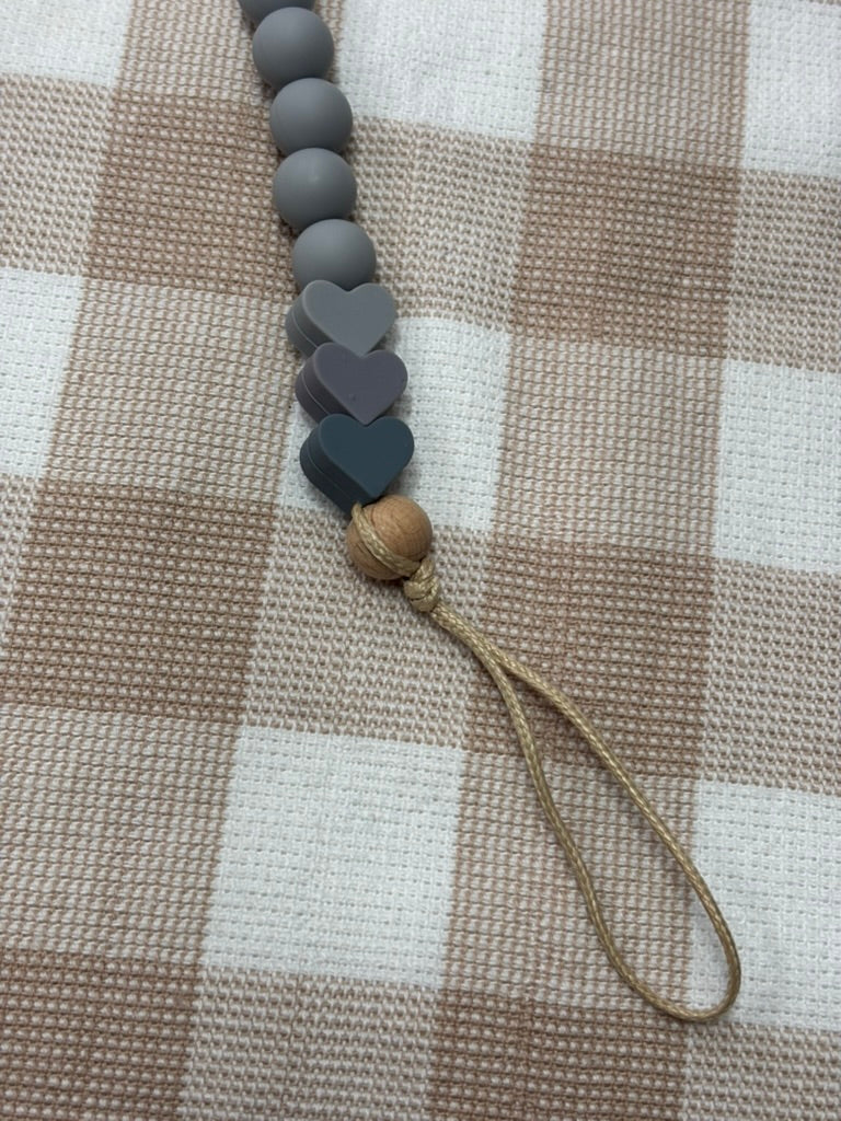 Grey Hearts Silicone Dummy Chain