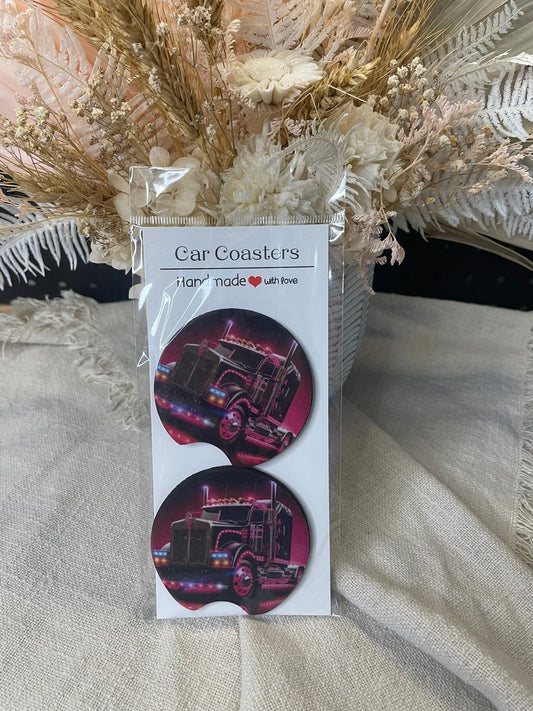 Pink Truck |Car Coaster (2pcs)