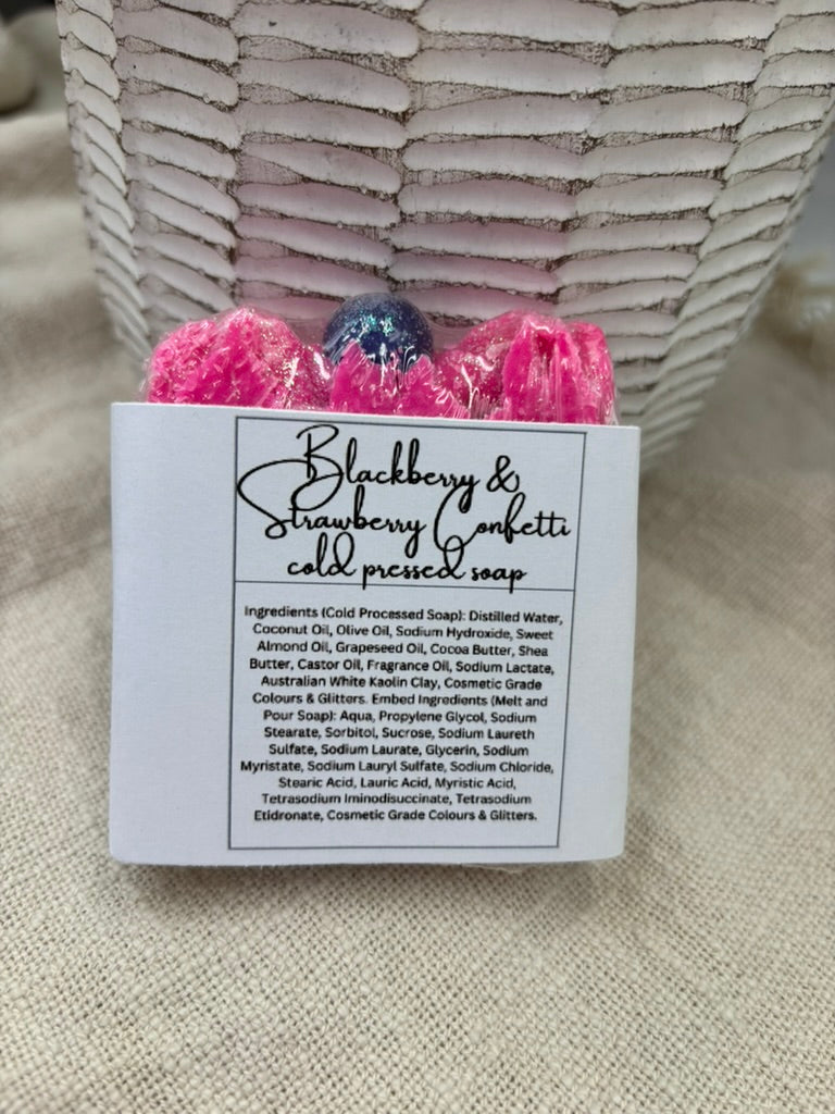 Blackberry & Strawberry Confetti Cold Pressed soap