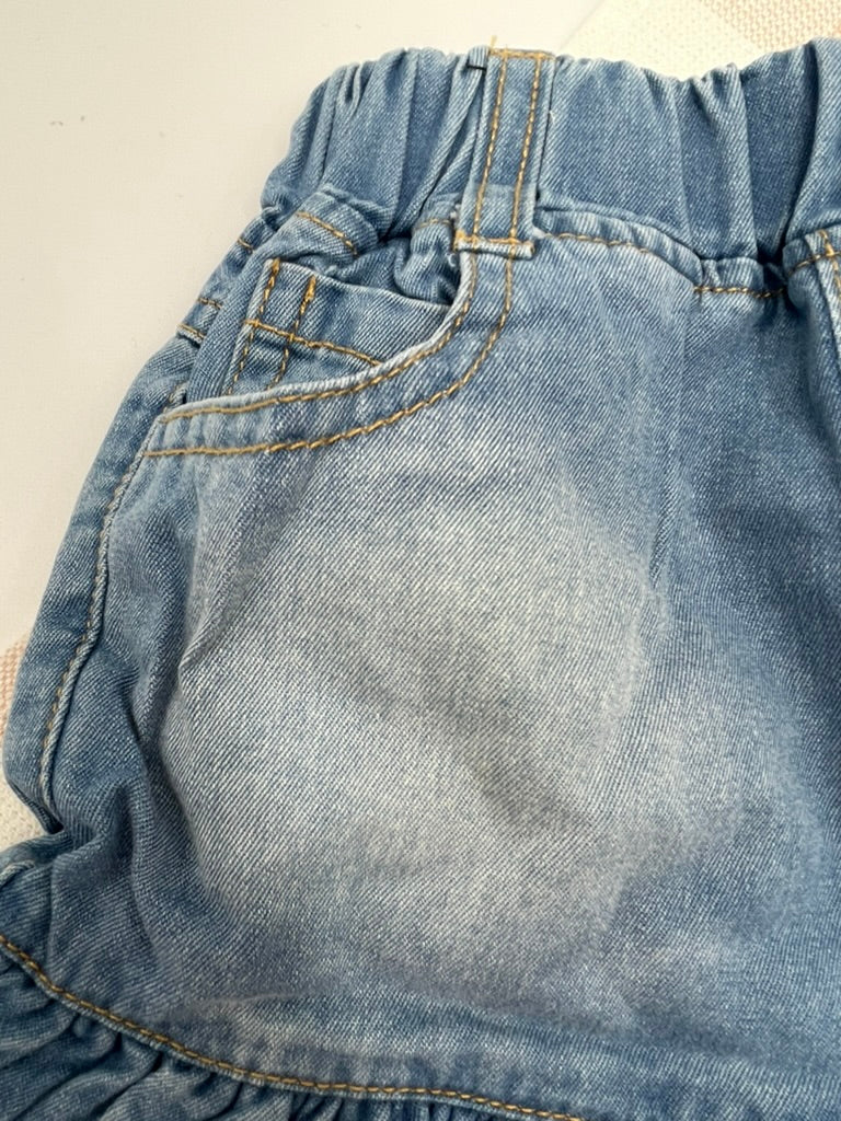 Denim Frilled Shorts