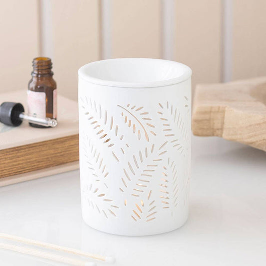 White Leafy Fern Cut Out Oil Burner