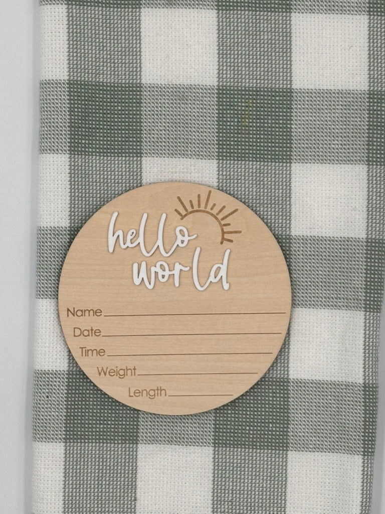 Baby Plaque | Hello World White