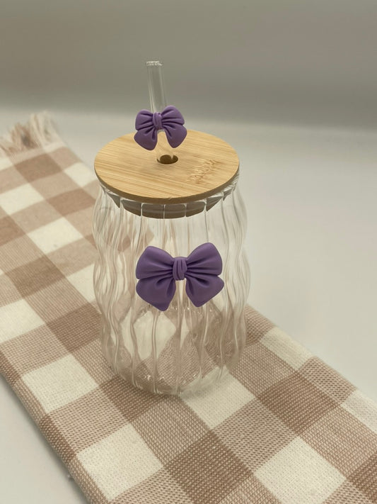 Glass Bow Tumbler  | Purple squiggle