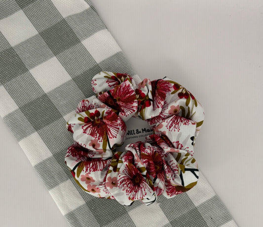 XL Hair Scrunchie | Red flower