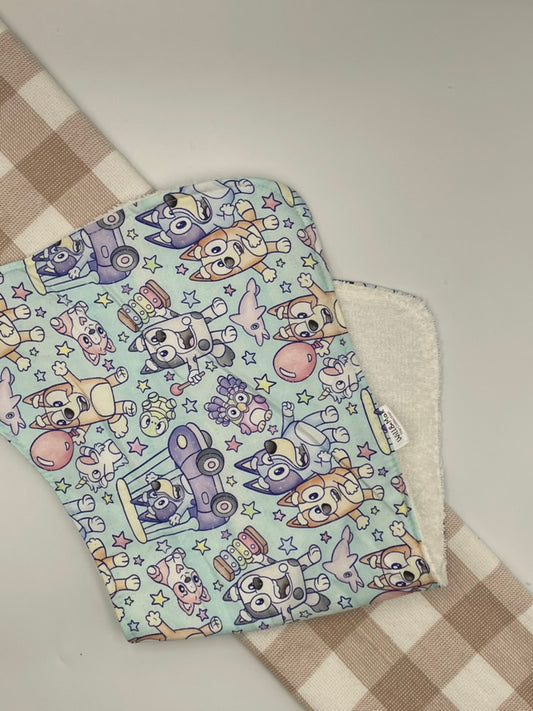 Large Baby Burp Cloth | Blue dog