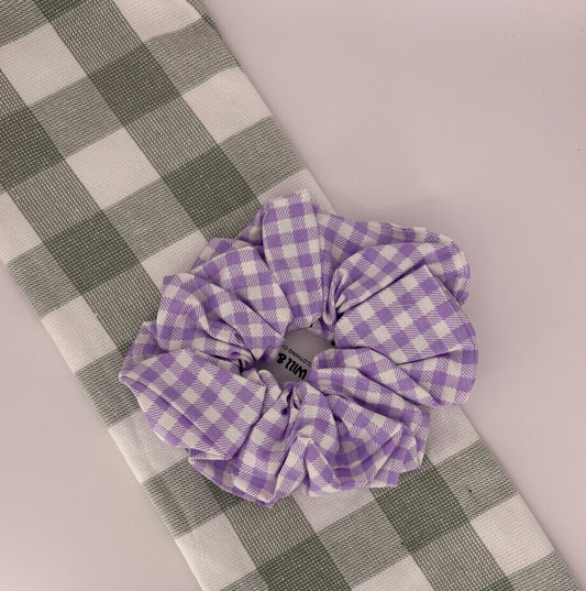 XL Hair Scrunchie | Purple Gingham