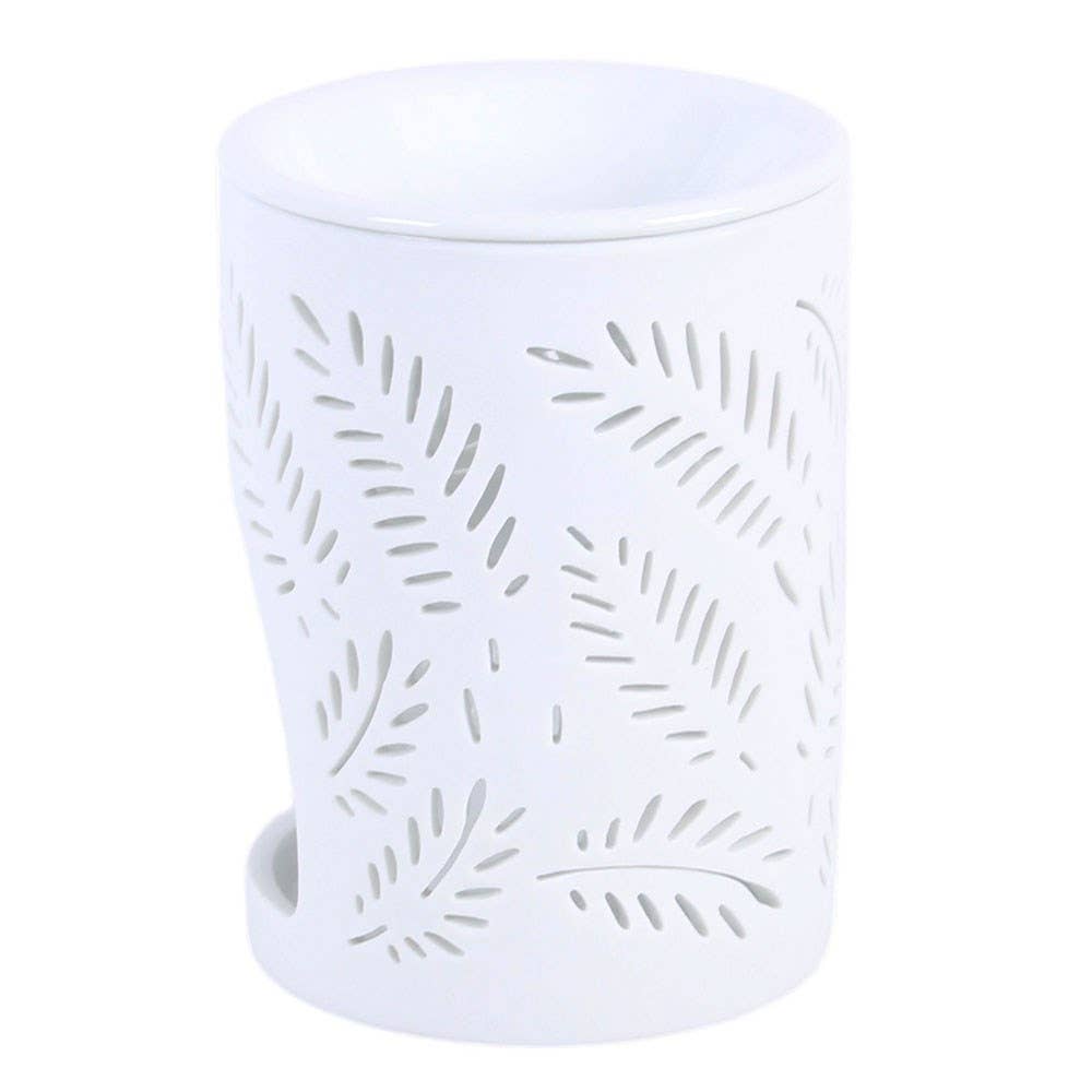White Leafy Fern Cut Out Oil Burner