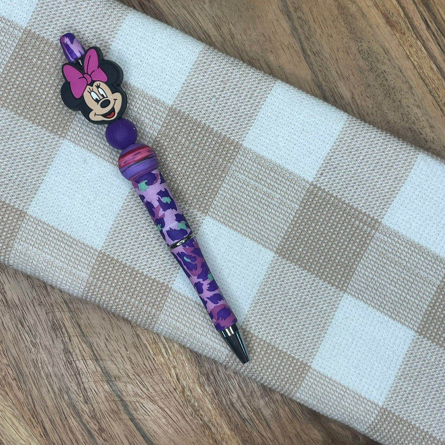 Beaded Pen | Mouse Head Purple