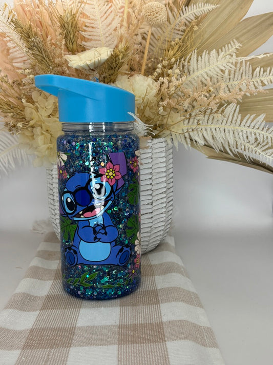 10oz Flip Top Snow Globe Acrylic Drink Bottle | Blue Alien
