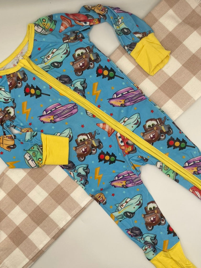 Blue Cars Organic Bamboo Growsuit