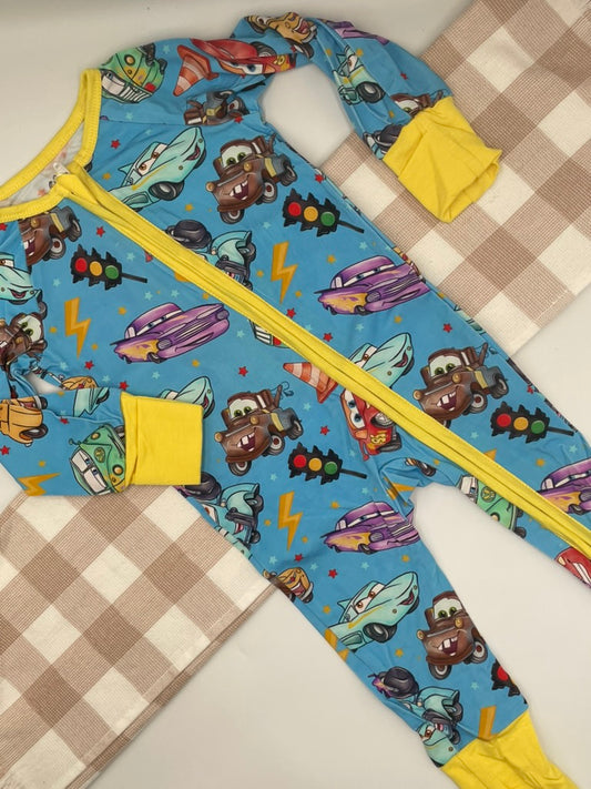 Blue Cars Organic Bamboo Growsuit