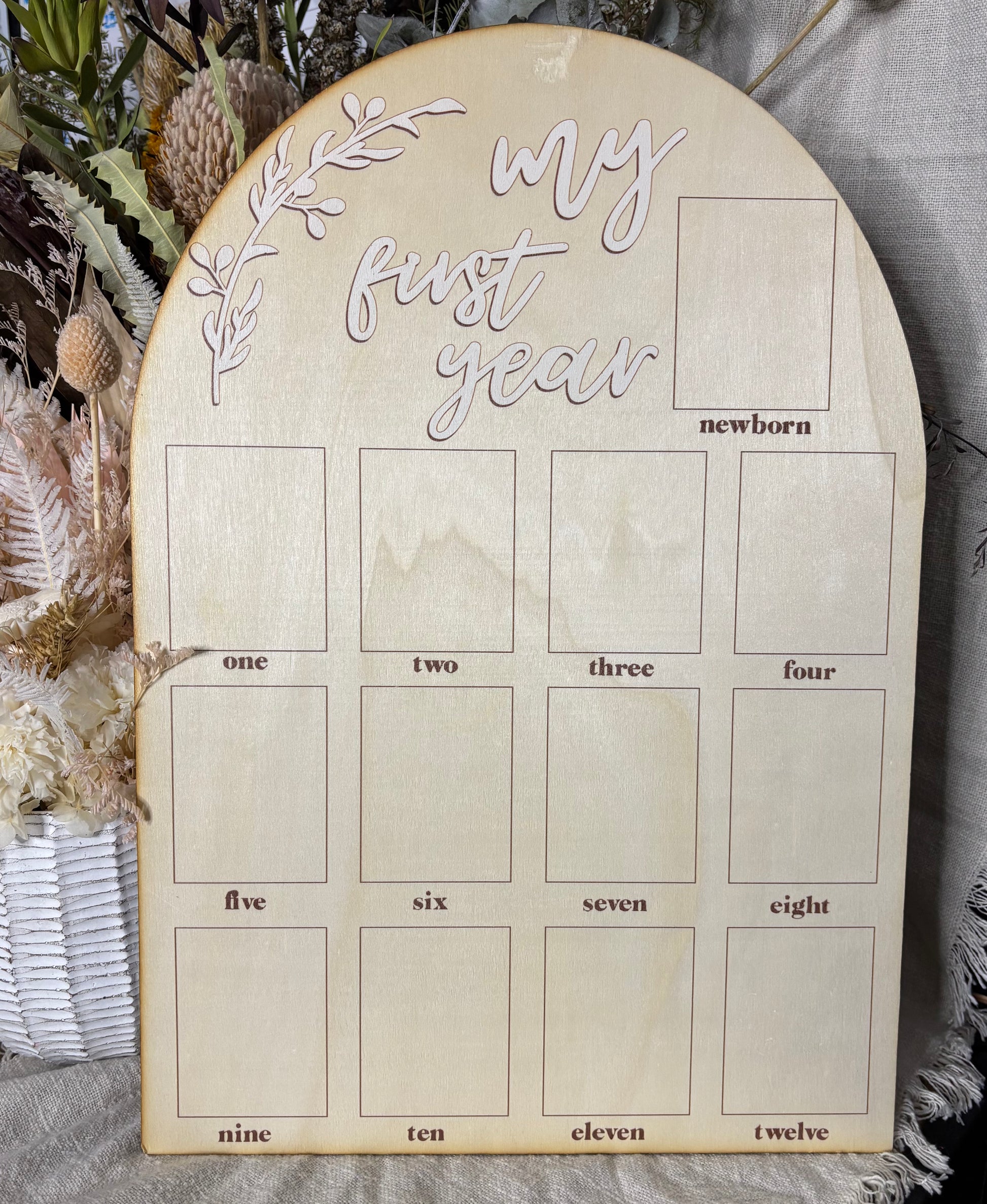 One Year Picframe My First Year Wooden Milestone Photo Frame | White – Willow & Mum