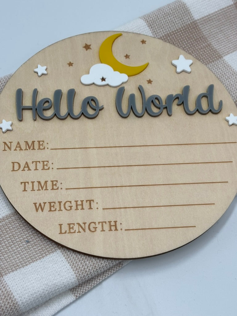 Plaque Hello World | Moon Grey
