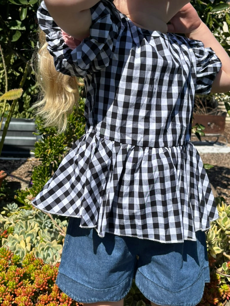 Puff Sleeve Gingham Shirt