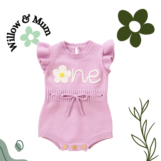 "One" Romper Lavender