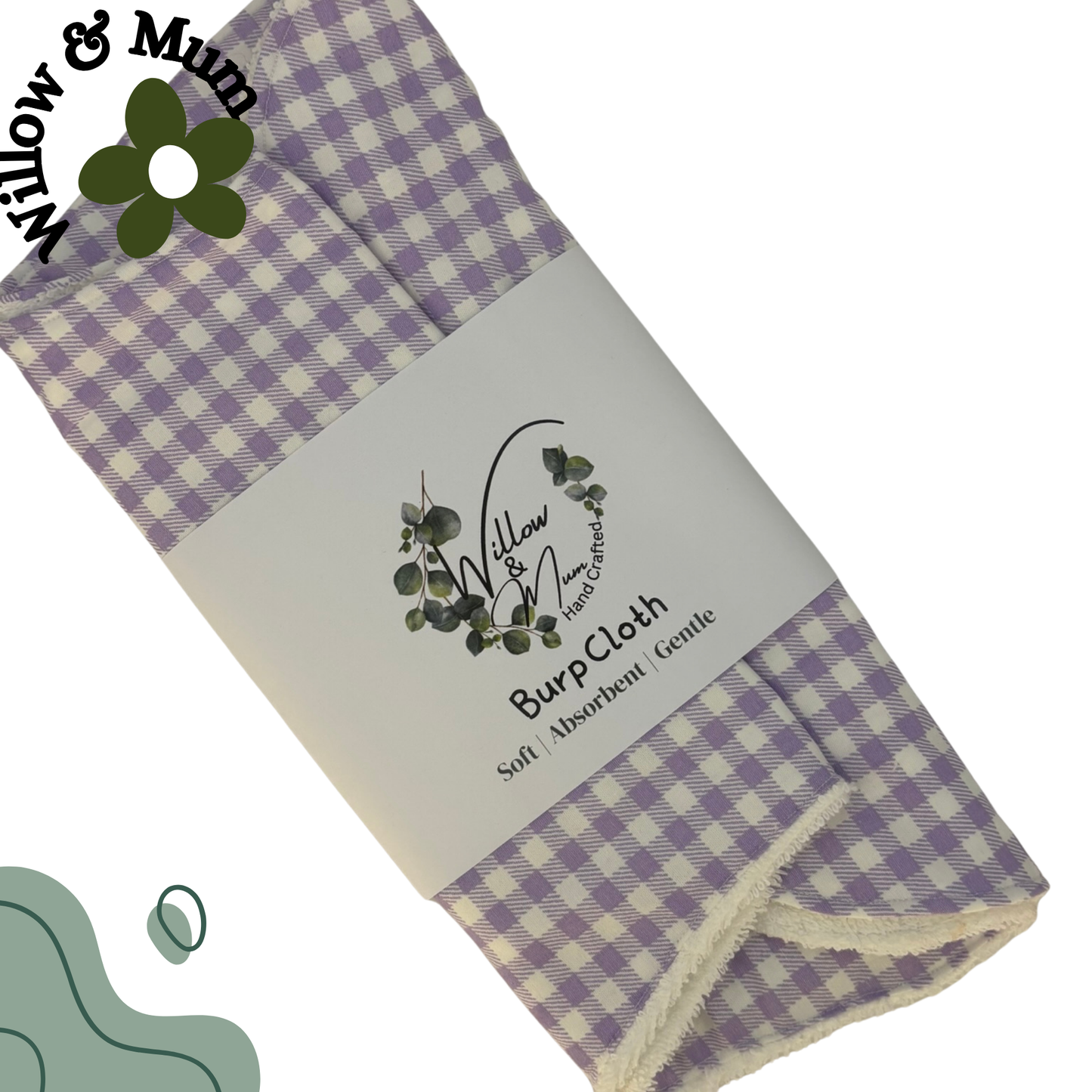 XL Baby Burp Cloth | Purple Gingham