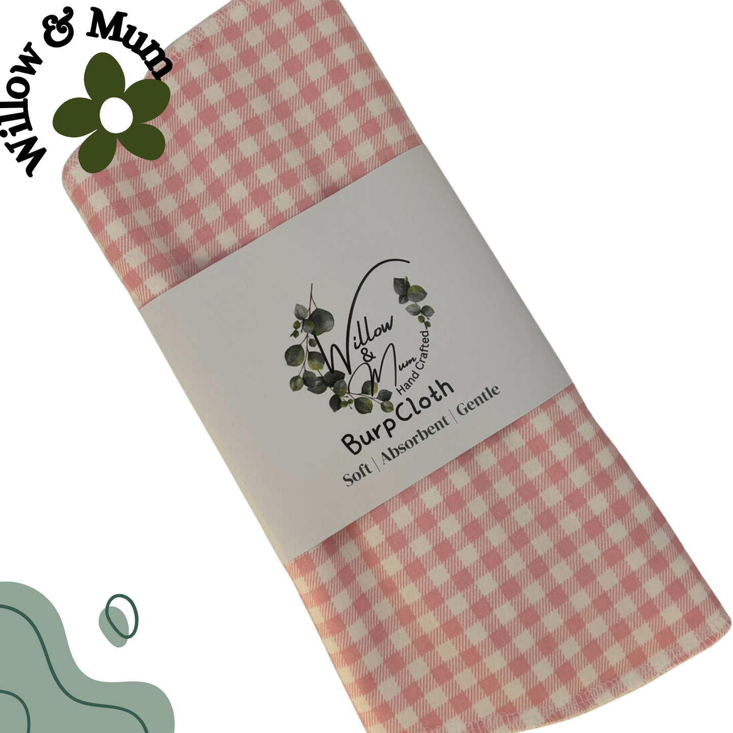 XL Baby Burp Cloth | Pink Gingham