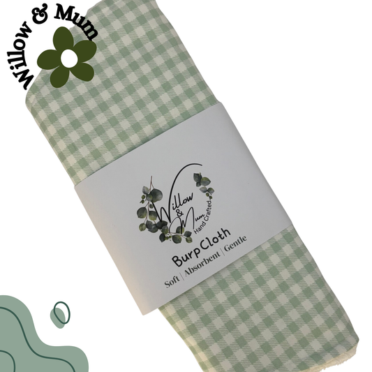 XL Baby Burp Cloth | Green Gingham