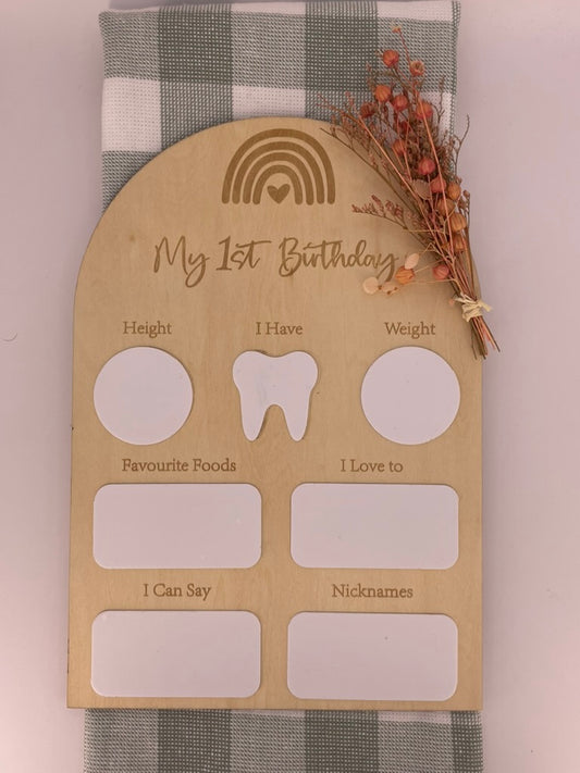 My First Birthday Baby Milestone Board | Wooden