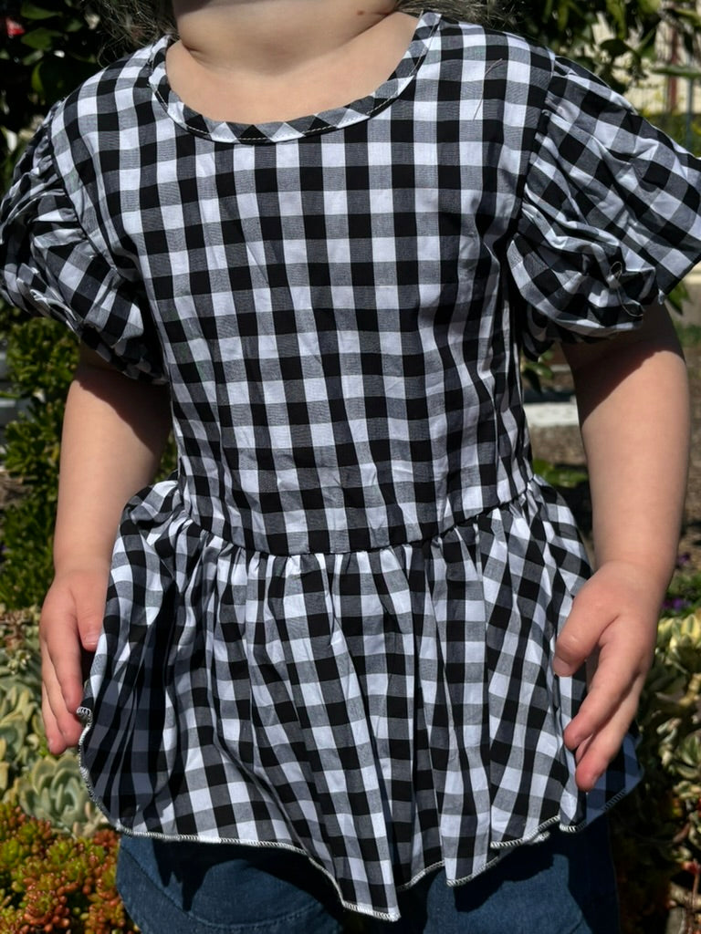 Puff Sleeve Gingham Shirt