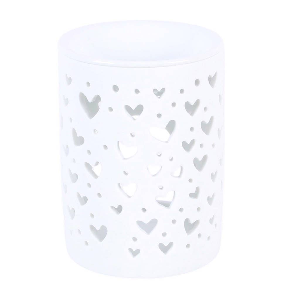 White Heart Cut Out Oil Burner and Wax Warmer
