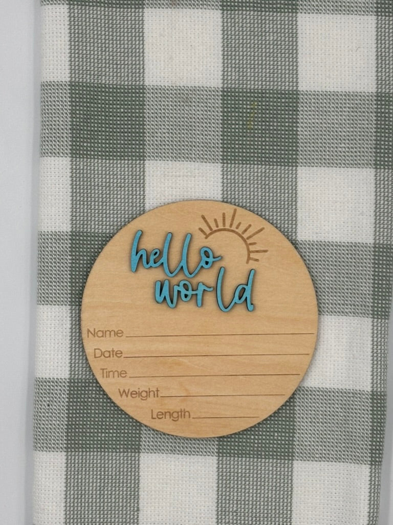 Baby Plaque | Hello World Blue
