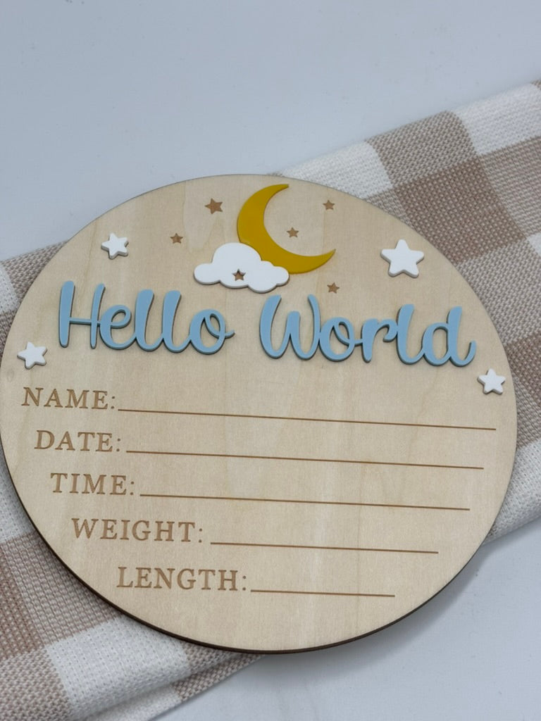 Plaque Hello World | Moon Blue