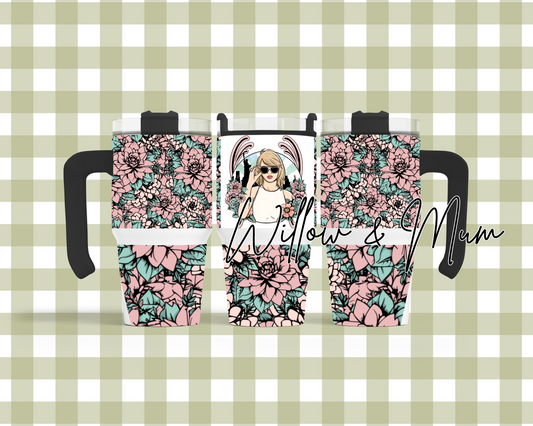 20oz Tumbler w Handle | Taylor Swift Flowers | 9