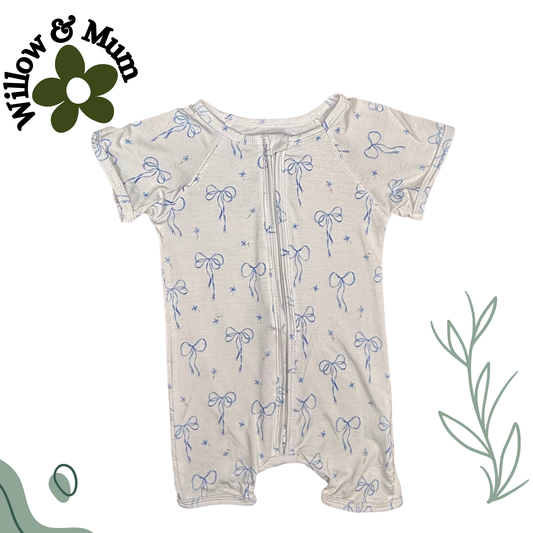 Blue Bows Organic Romper
