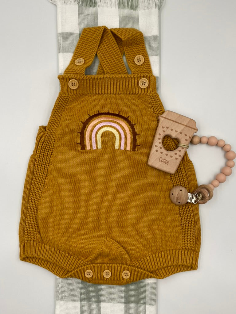 Knit Rainbow Romper | Caramel