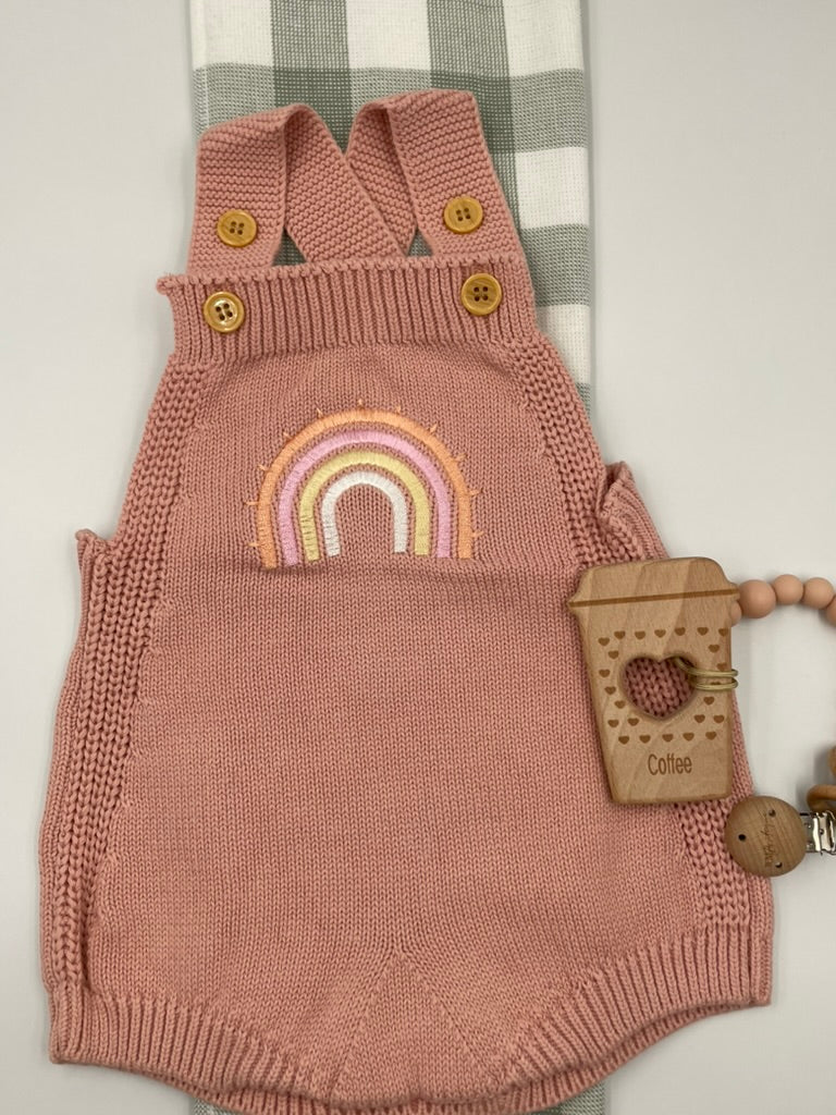 Knit Rainbow Romper | Pink