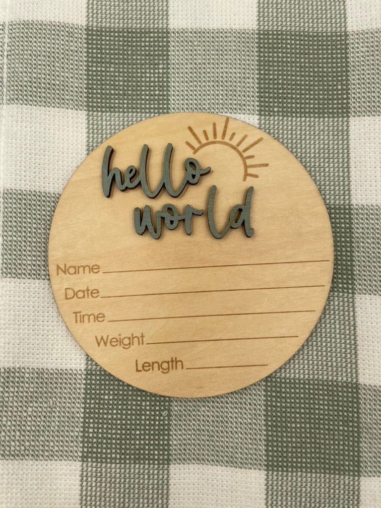 Baby Plaque | Hello World Green