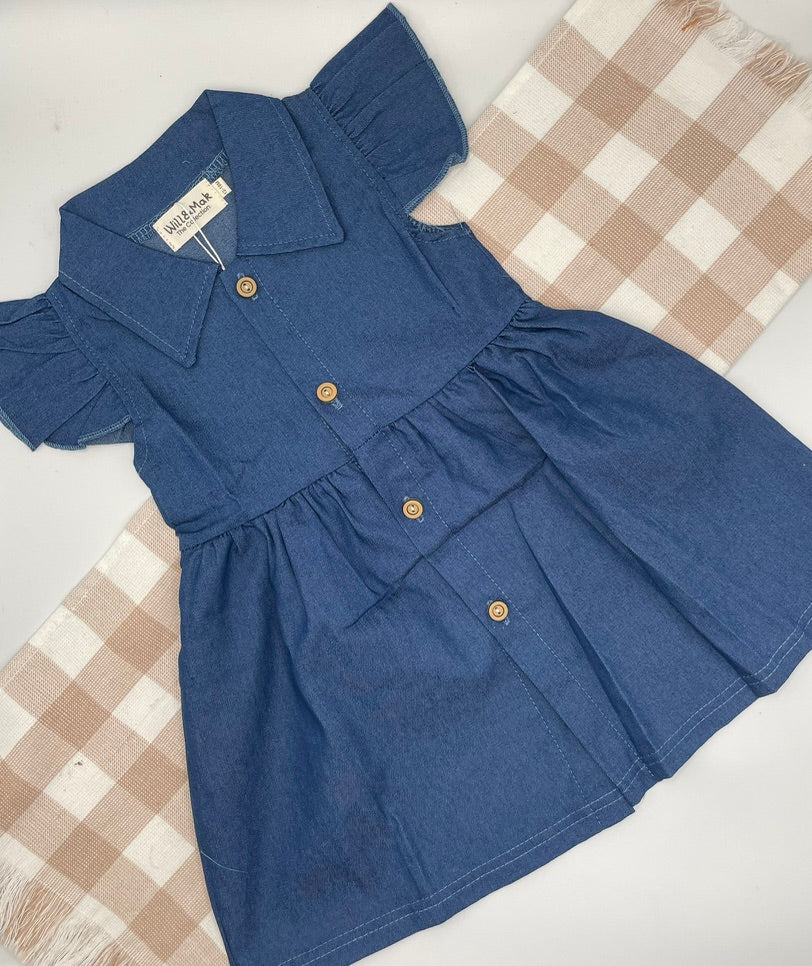 Denim Frilled Dress