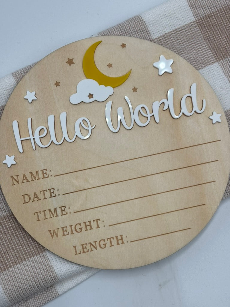 Plaque Hello World | Moon White