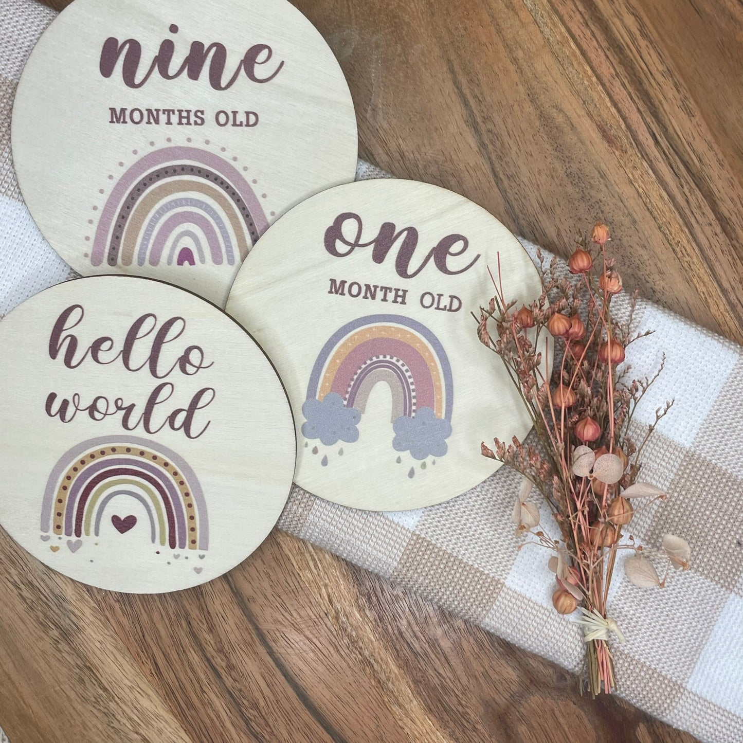 Baby Wooden Milestones for 12 Months Announcement