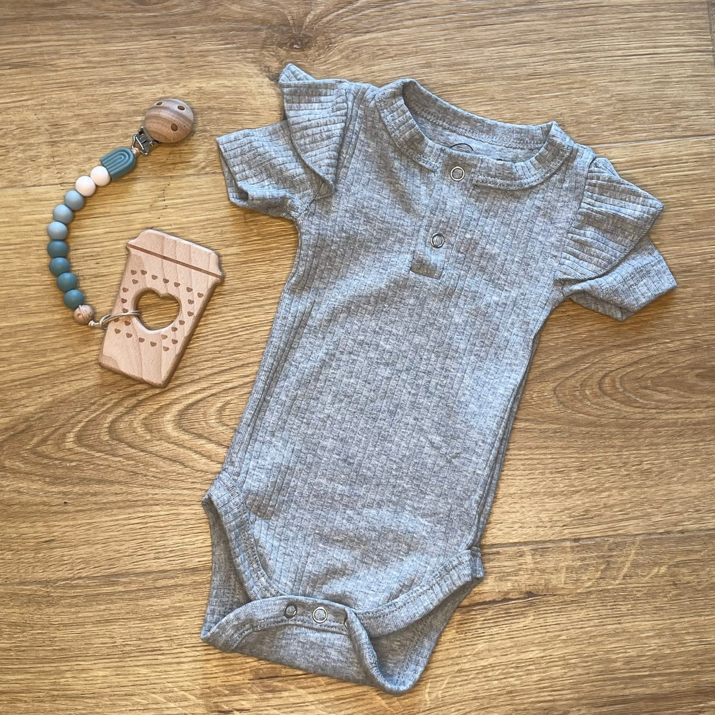 Organic Cotton Frilled Onesie Grey