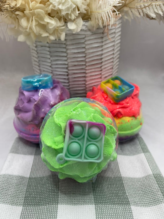 Bath Bomb | Rainbow Sherbet Toy W bubble frosting