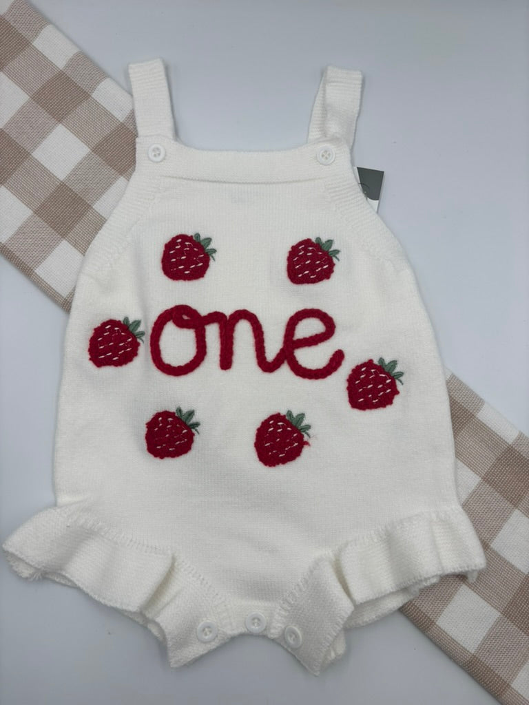 "One" StrawberriesRomper