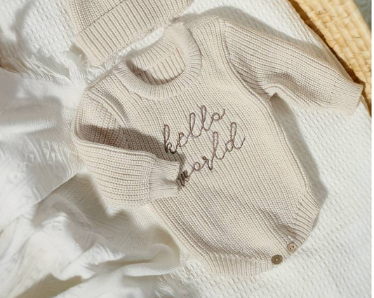 Hello World Onesie | Cream