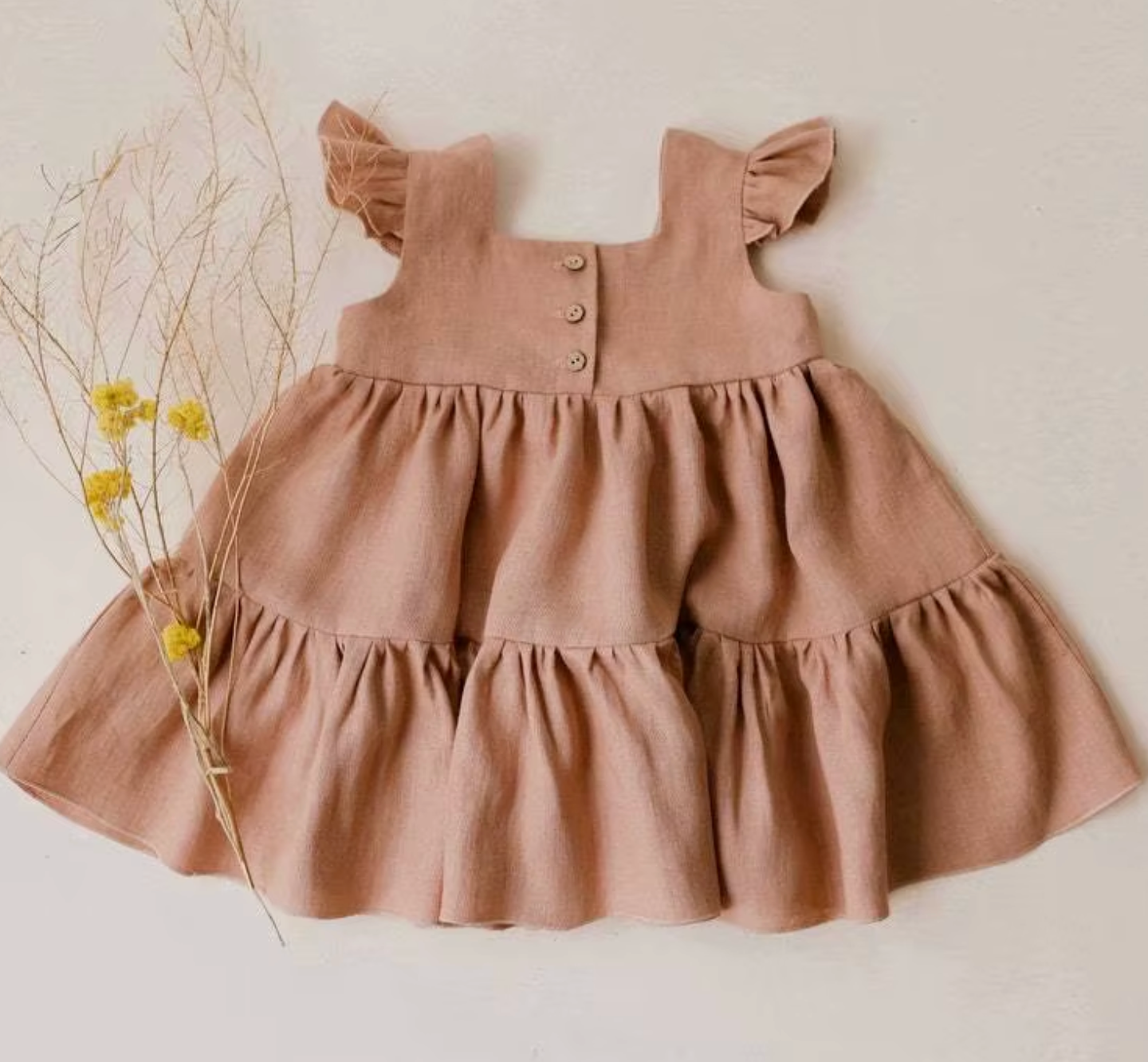 Flare Cotton Linen Dress | Dusty Pink