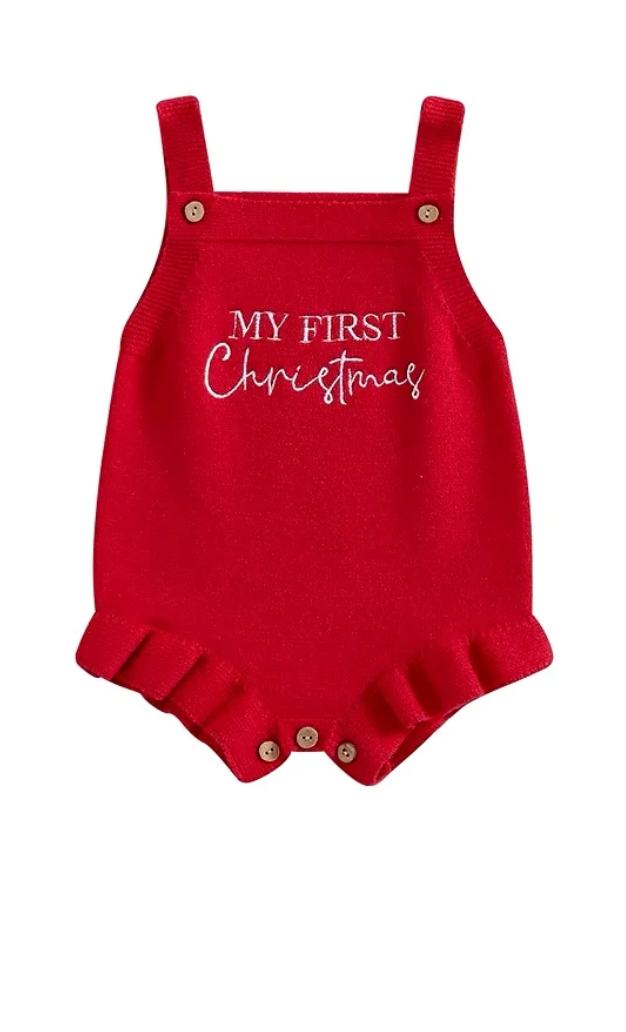 My First Christmas Romper | Red
