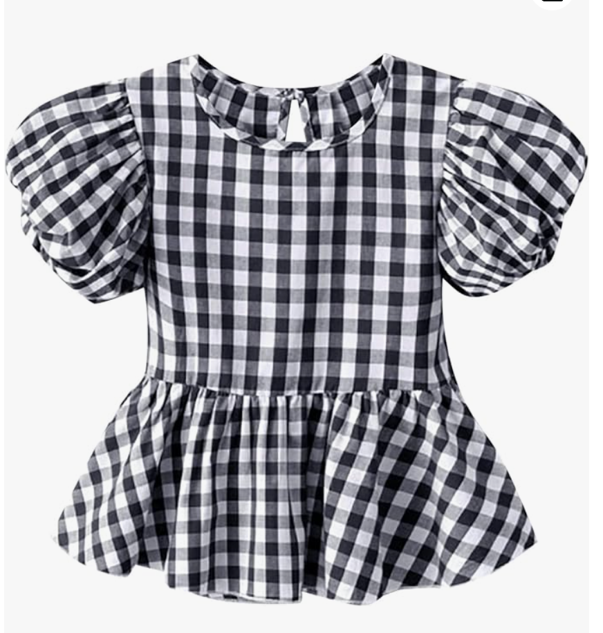 Puff Sleeve Gingham Shirt