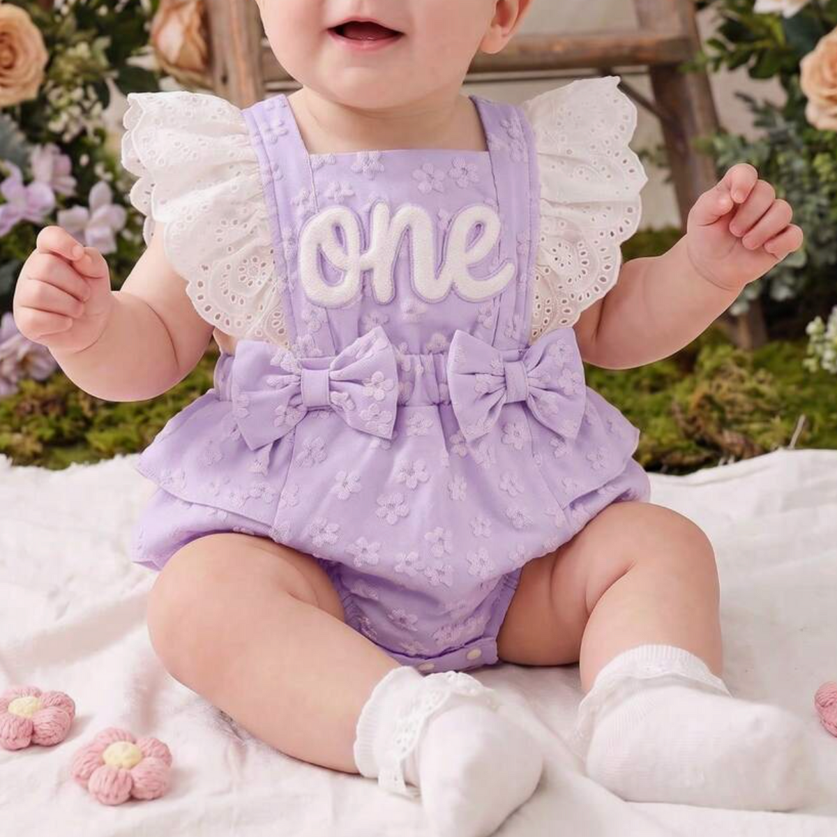 "One" Birthday Romper Purple
