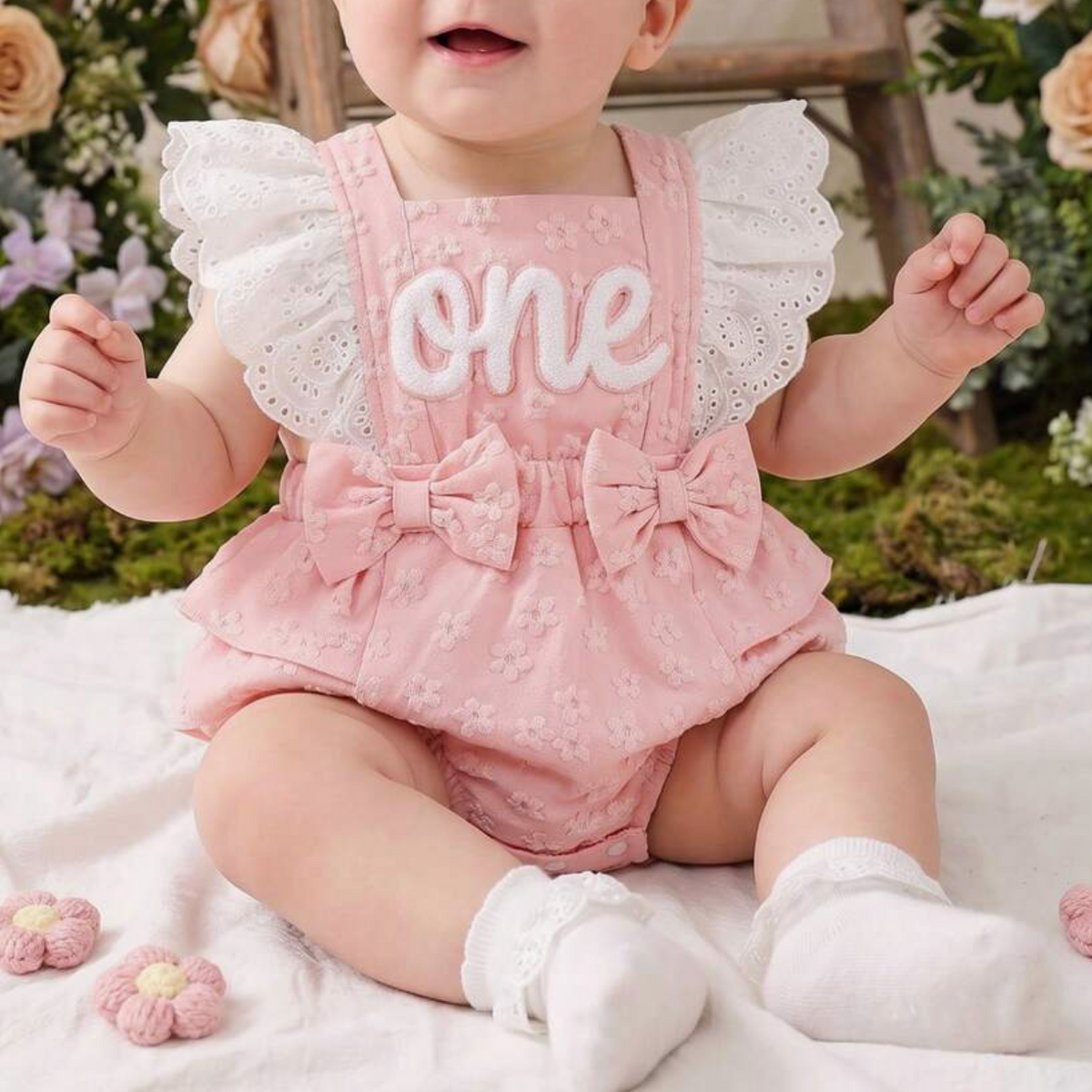 "One" Birthday Romper Pink