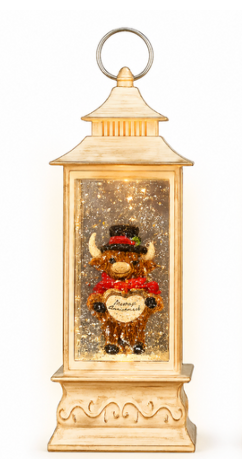Christmas Snow Lantern Highland Cow Merry Christmas