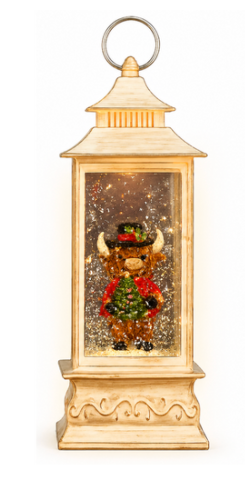 Christmas Snow Lantern Highland Cow Tree